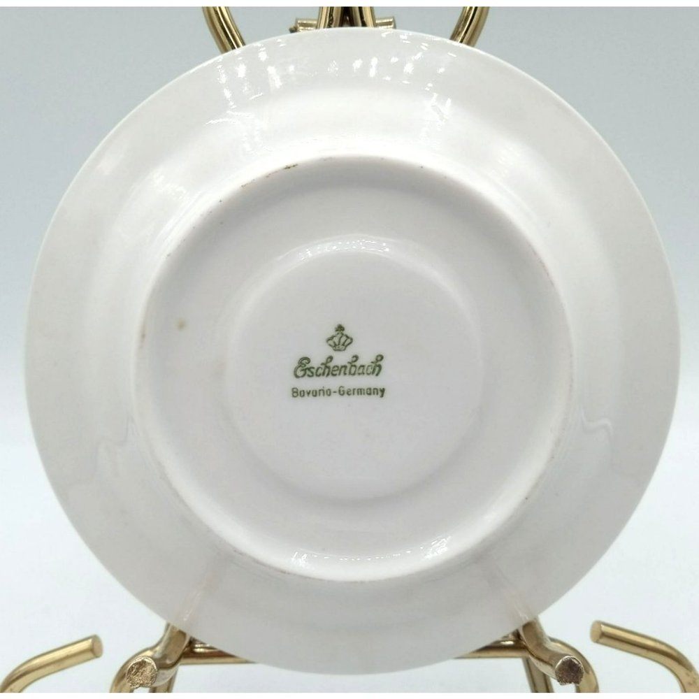 Eschenbach Bavaria Germany Vintage Saucer 5 Inch Pink and Gold Tea Cup Plate - Picture 10 of 12